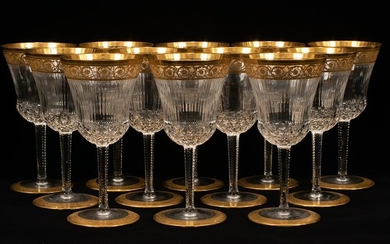 ST LOUIS FRENCH CRYSTAL WATER GOBLETS, SET OF 12 H 7.5"