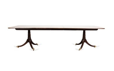 STICKLEY PEDESTAL DINING TABLE AND THREE LEAVES