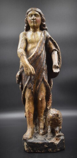 Saint Jean Baptiste. Sculpture en bois sculpté...