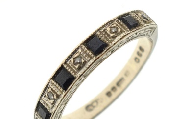 Sapphire and diamond 18ct white gold half eternity ring