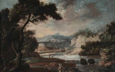 Scuola del XVIII secolo, Paesaggi con contadini e
