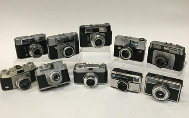 Set of 10 film, feeder and 35mm cameras