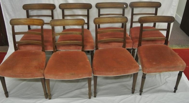 Set of 8 Regency style mahogany dining chairs with reeded bo...