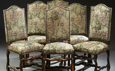 Set of Six Louis XIII Style Carved Beech Dining Chairs