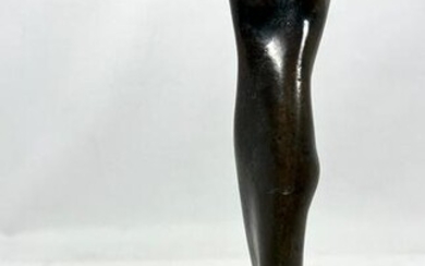 Signed Abstract Figural Bronze Sculpture. Standing figu