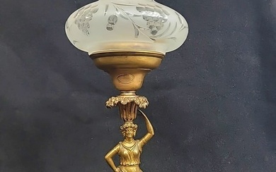 Signed Cornelius and Co. Philadelphia, Pennsylvania Astral Oil Lamp with Antique Cut glass shade. &