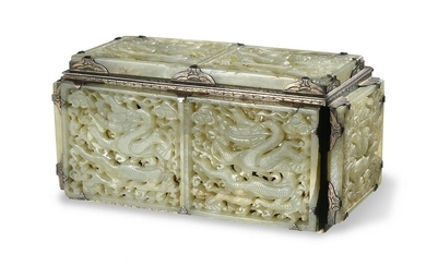 Silver Box with Chinese Jade Plaques, Ming