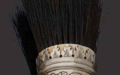 Silver brush with foliage decoration, crowned monogram.