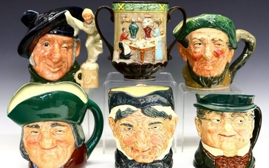 Six Royal Doulton Character Mugs and Loving Cup