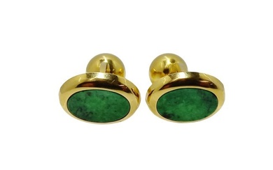 Sophisticated Tiffany & Co. 18K Yellow Gold Vintage Jadeite Jade Men's Cufflinks