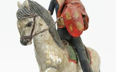 Spanish Colonial Carved Horse and Rider