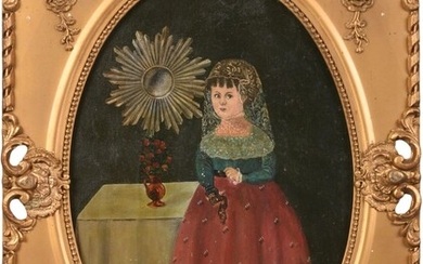 Spanish Colonial Portrait Painting of a Girl