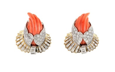 Sterle Coral and Diamond Earrings