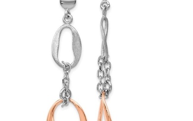Sterling Silver Rose-plated Scratch-finish Earrings