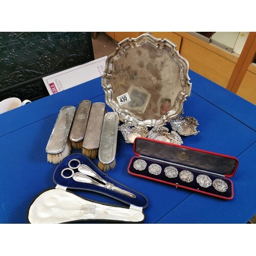 Sterling Silver Salver/Plate (445g) + Various Silver Items