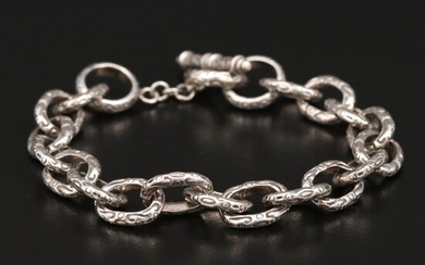 Sterling Silver Textured Cable Bracelet