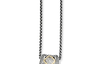 Sterling Silver w/14k Diamond Pendant Necklace