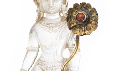 TIBET/NEPAL - Statuette de Avalokiteshvara Padmapani en cristal de roche