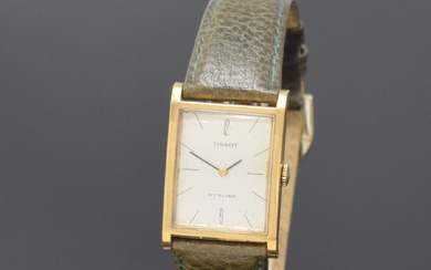 TISSOT Stylist montre-bracelet en GG 585/000, Suisse vers 1965, remontage manuel, 2 pièces. Boîtier, fond...