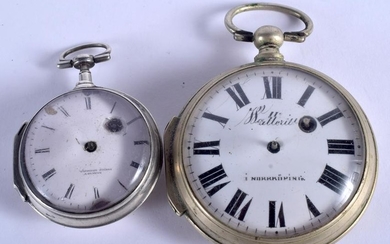 TWO ANTIQUE SILVER VERGE POCKET WATCHES. Largest 5 cm