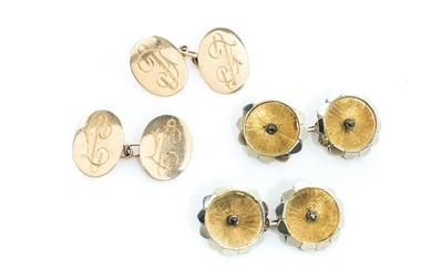 TWO PAIRS OF VINTAGE GOLD CUFFLINKS, 12g