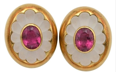 Tambetti 18 Karat Gold Ear Clips, oval form with