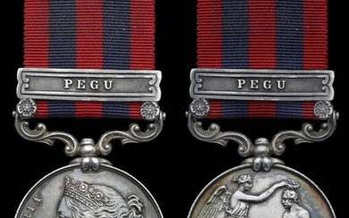 The India General Service Medal awarded to Private J. Pollard 18th (Royal Irish) Regiment, late...