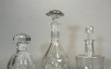 Three France Baccarat Crystal Decanters, 20th Century