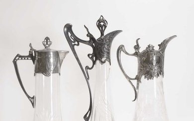 Three German WMF cut-glass decanters