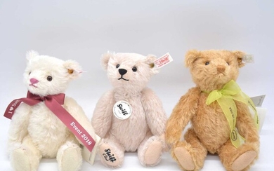 Three Steiff Germany Club event teddy bears, 2009, 2018, 2019