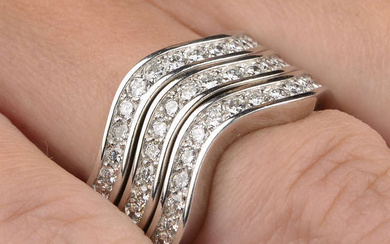 Three diamond wave rings, by Cartier