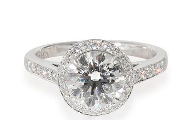 Tiffany & Co. Halo Engagement Ring in Platinum G VVS2 1.66 CTW