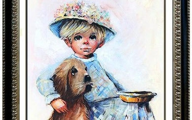Tony Crosse Original Oil Painting On Canvas Signed Child Portrait Framed Artwork