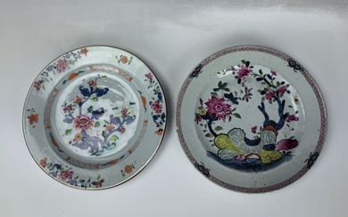Two Chinese Antique Famille Rose Porcelain Plates