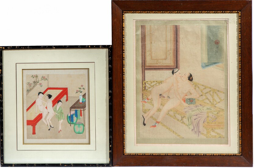 Two Chinese erotic paintings