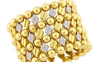 Two-Color Gold and Diamond Cuff Bracelet