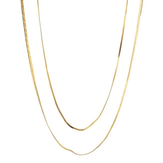 Two Italian Gold Necklaces in 14K