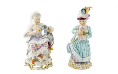 Two Meissen Porcelain Figures of Children Height 5 7/8