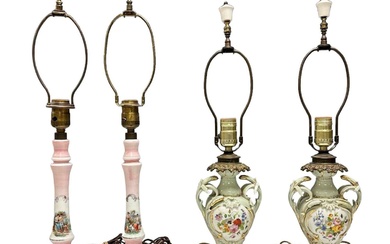Two Sets of Antique Lamps