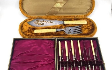 Two Silver Plate Fish Services in Fitted Cases