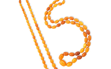 Two amber bead necklaces (2)