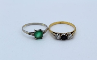 Two gem set dress rings. Featuring a sapphire and diamond...