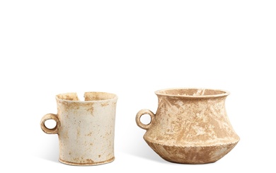 Two white pottery cups, Dawenkou culture, c. 4300-2400 BC 大汶口文化 白陶盃兩件