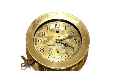 US Navy World War One Brass bulkhead clock by Chelsea Clock ...