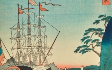 UTAGAWA HIROSHIGE II (1829–1869), EDO PERIOD, 19TH CENTURY | THE COAST IN TSUSHIMA PROVINCE (TAISHÛ KAIGAN)