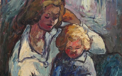 VAGH WEINMANN Albert (1931-1983). Maternité. Huile sur toile. Signée en haut à gauche. Datée en...