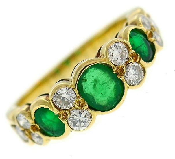 VAN CLEEF & ARPELS Emerald Diamond Gold RING 1970s