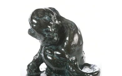 VAN RYSWYCK Thierry. (1911-1958). "Panther licking himself". Bronze...