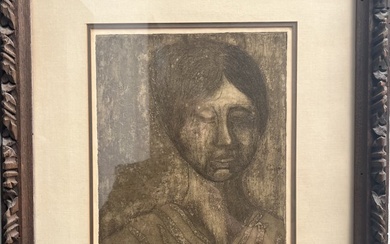 VINTAGE ETCHING ARTIST PROOF BEAUTIFUL YOUNG GIRL SIGNED BY THE ARTIST L. STURGIS 19 X 24
