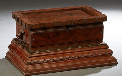 Victorian Carved Walnut Glove Box, late 19th c., with a